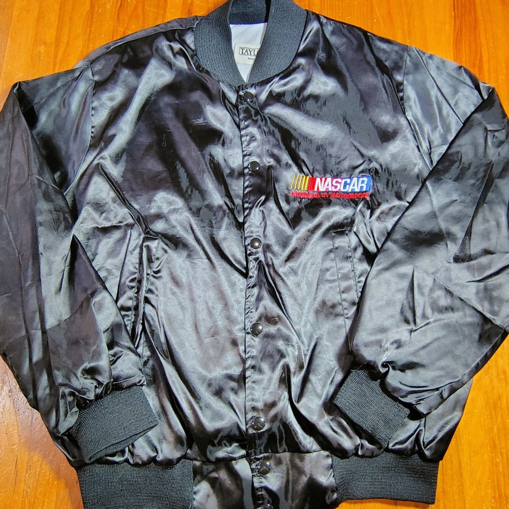 Taylor Made‎ NASCAR Racing Bomber Jacket Black Men's Size L USA Made